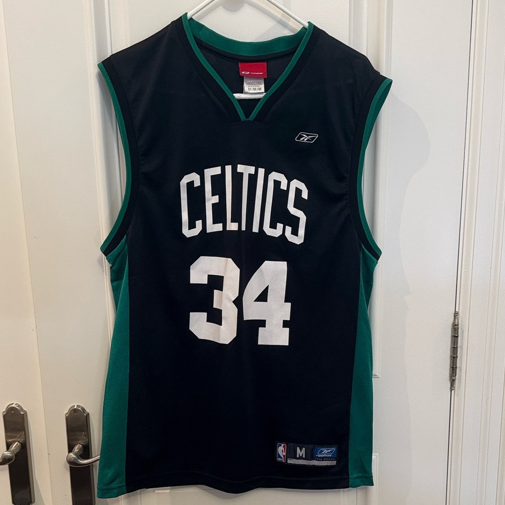 Vintage Celtics Paul Pierce 34 Black and Green NBA Jersey